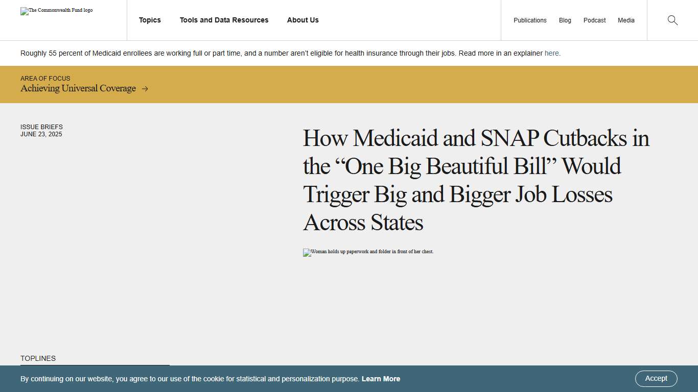 How Medicaid, SNAP Cutbacks Would Trigger Job Losses Across States Commonwealth Fund